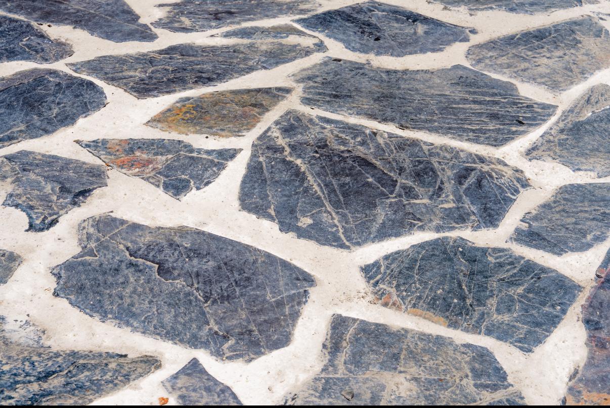 Detail of crazy paving stonework laid at a North Balwyn residence