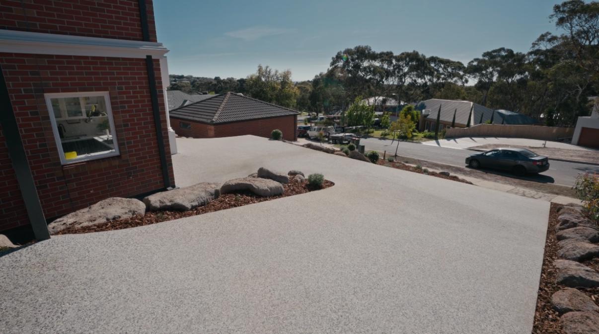 Aggregate driveway viewed from the street
